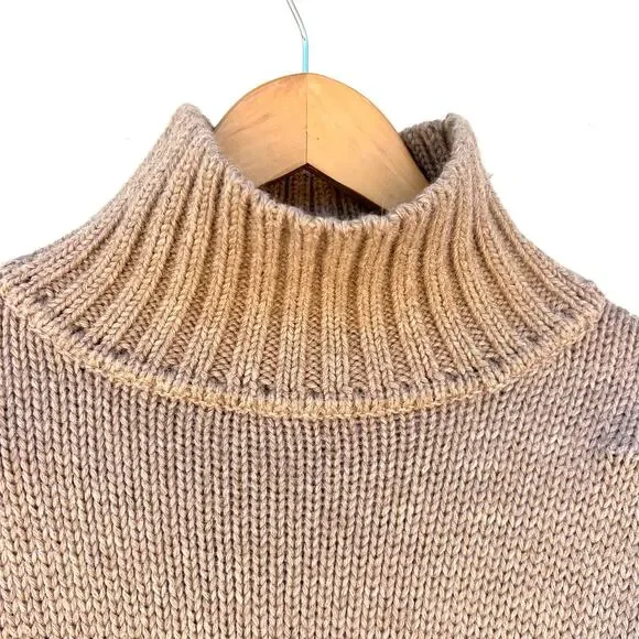 Shaina Mote Baby Alpaca Knit Oversized Slouchy Turtleneck Sweater Tan Small - Picture 8 of 8